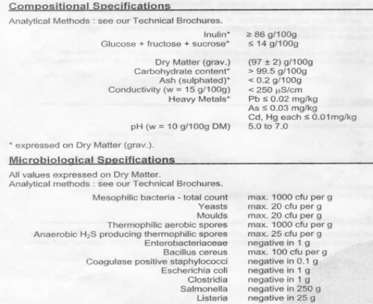 Comparison of indexes of Inulin from Chicory and Jerusalem Artichoke Comparison of indexes of Inulin from Chicory and Jerusalem Artichoke